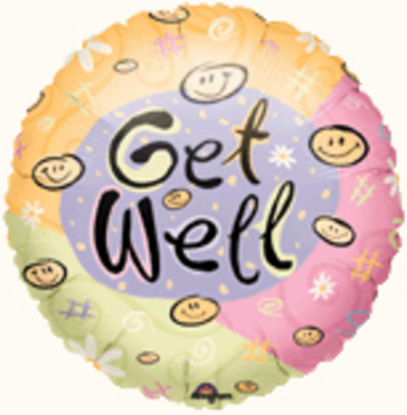 Get Well Happy Face Foil Balloon ANA04339 - Balloon World