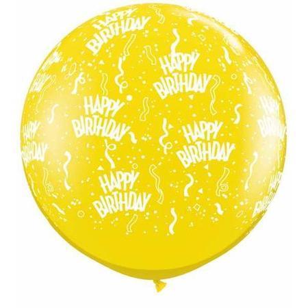 Birthday Around Citrine Yellow 3' (91 cm) Latex Balloon Q31329