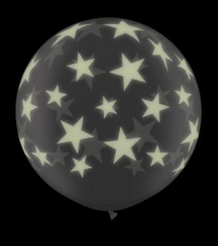 Glow Stars Around Diamond Clear 3' (90cm) Latex Balloon Q28154