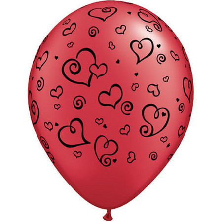 Ruby & Pearl White Swirl Hearts Latex Balloons Q76877
