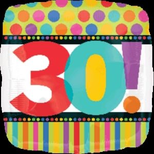Birthday Dots & Stripes 30 Foil Balloon ANA112462