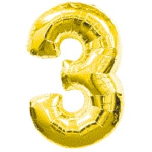 Gold Numeral Three Number Shape Foil Balloon Q30481