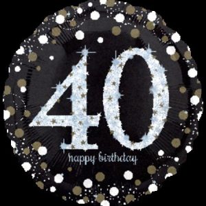 Sparkling Birthday 40  Jumbo 28 inch (71cm) Holographic Foil Balloon ANA32136