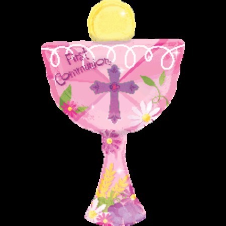 1st Communion Pink Chalice Supershape Foil Balloon ANA30412