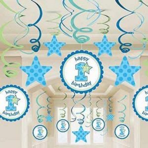 1st Birthday Boy Swirl Decorations Value Pack AM679530