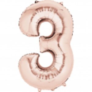 Rose Gold Helium Saver Numeral 3 Supershape Foil Balloon ANA36214