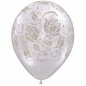 Glitter Roses Around Diamond Clear Latex Balloon Q74307