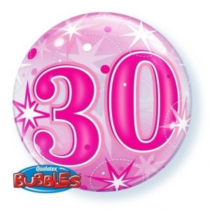 30 Pink Starburst Bubble Balloon Q43124