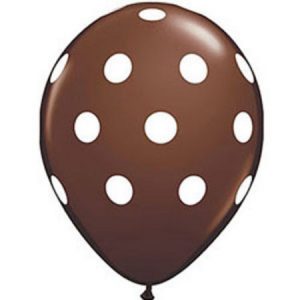 Big Polka Dots Brown with White Dots Latex Balloons Q37223