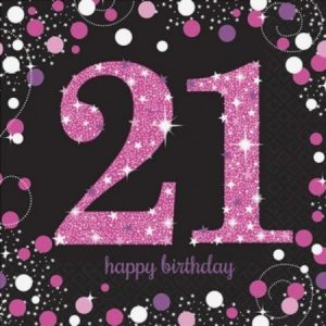 Sparkling Pink 21st Birthday Lunch Napkins AM9900587 16 count