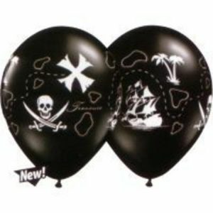 Pirate's Treasure Map Latex Balloon Onyx Black with White Ink Latex Balloons Q37234