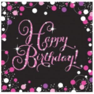 Pink Sparkling Celebration Happy Birthday Luncheon Napkins AM9901182