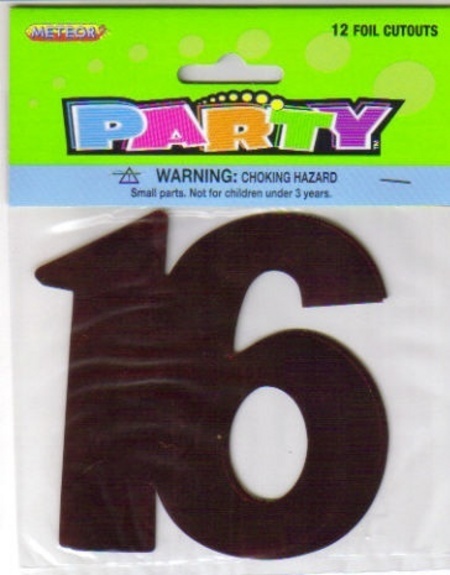 Numeral 16 Foil Cutouts Assorted MFFC-AS16