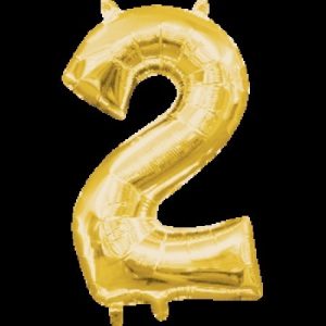Number 2 Gold Minishape Foil Balloon ANA33079