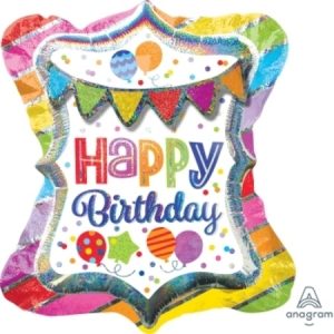 Happy Birthday Bright Party Bunting Foil Shape ANA35390