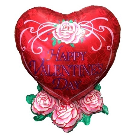 Happy Valentine´s Day Heart with Roses Supershape Foil Balloon IIVHR