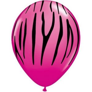 Zebra Stripes Wildberry with Black Stripes Latex Balloon Q12584