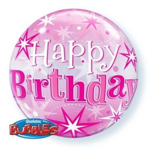 Happy Birthday Pink Starburst Sparkle Bubble Balloon Q43121