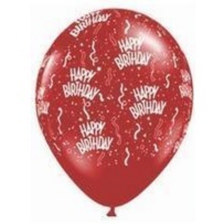 Happy Birthday Around Pearl Ruby Red Latex Balloon IIHBDR
