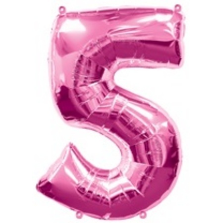 Magenta Numeral Five Number Shape Foil Balloon Q30571