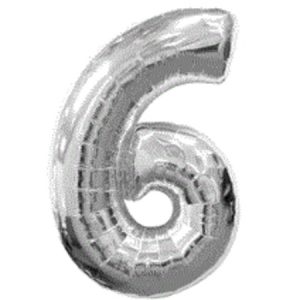 Silver Numeral Six Number Shape Foil Balloon Q30421