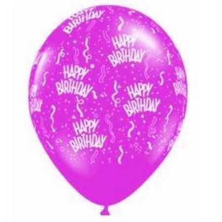 Happy Birthday Around Pearl Magenta Latex Balloon IIHBDM