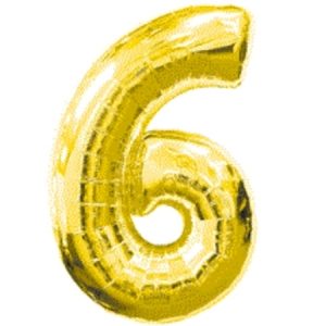 Gold Numeral Six Number Shape Foil Balloon Q30493