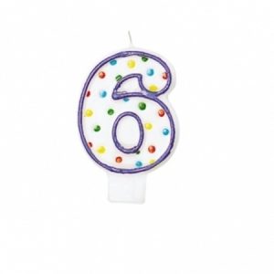Polka Dots Flat Candle Numeral 6 AM176006