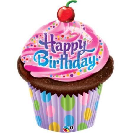 Birthday Frosted Cupcake Foil Shape Balloon Q16083
