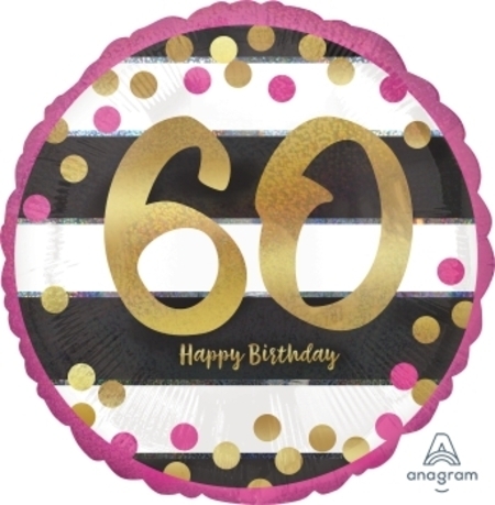 Pink & Gold Milestone 60 Foil Balloon ANA37165