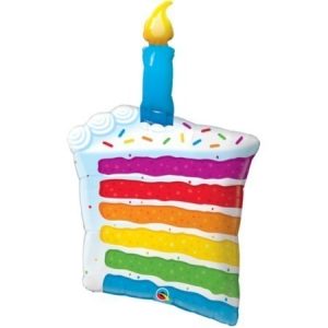 Rainbow Cake & Candle Foil Shape Balloon Q49379