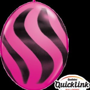Quick Link 12inch (30cm) Black & Wildberry Wavy Stripes Latex Balloons Q28070