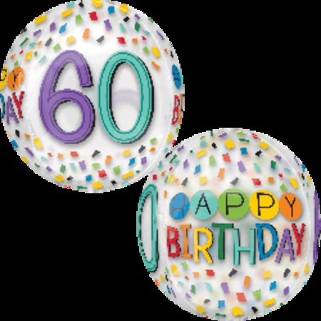 Happy 60th Birthday Rainbow Confetti Orbz Balloon ANA35172