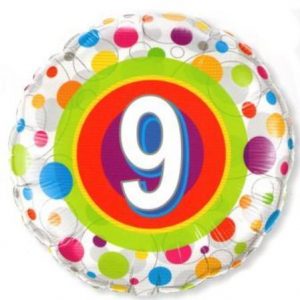 Colourful Dots Age 9 Foil Balloon Q41116