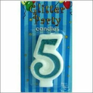 Candle Numeral 5 Glitter Blue AM170362