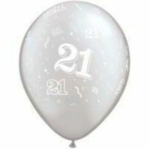 21 Around Silver Latex Balloon Q18557