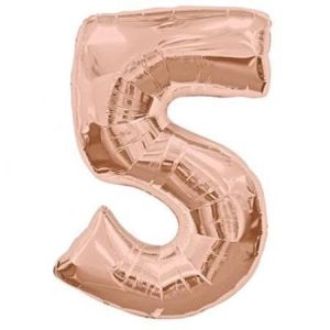 Numeral Five Foil Shape Balloon Rose Gold RG5