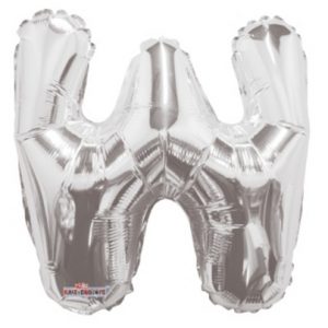 Letter W Silver Foil Shape Balloon W14S