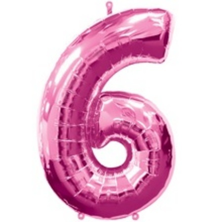 Magenta Numeral Six Number Shape Foil Balloon Q30575