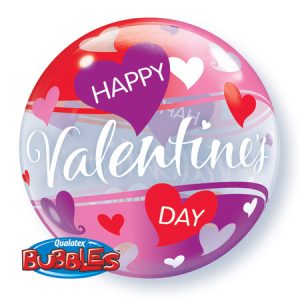 Valentine Red & Pink Hearts Bubble Balloon Q27404