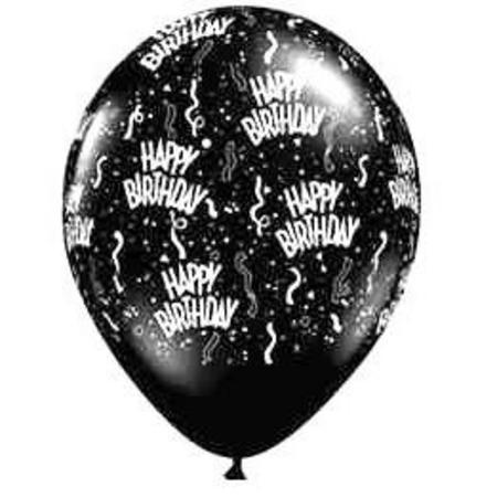 Happy Birthday Around Onyx Black Latex Balloon IIHBDOB