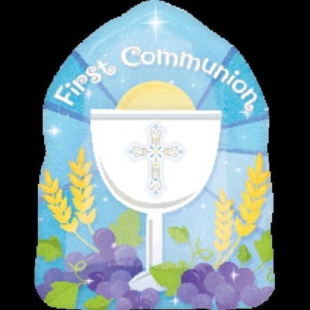 Blessed 1st Communion Blue Junior Shape Foil Balloon ANA24729