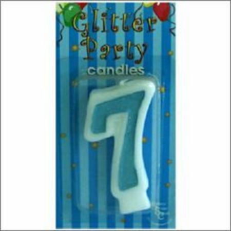 Candle Numeral 7 Glitter Blue AM170447