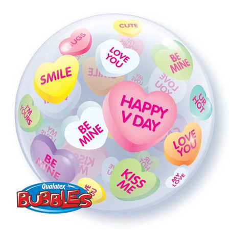 V Day Candy Hearts Bubble Balloon Q27512