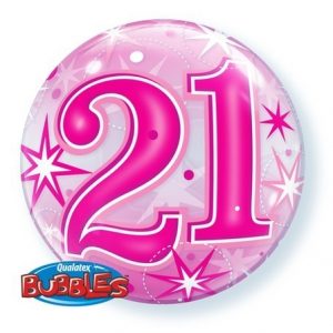 21 Pink Starburst Sparkle Bubble Balloon Q43123