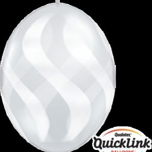 Quick Link 12inch (30cm) Diamond Clear & White Wavy Stripes Latex Balloons Q28071