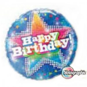 Birthday Dazzling Star Blue Holographic Foil Balloon Q41606