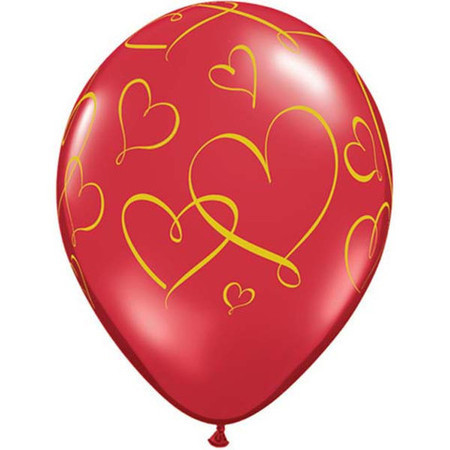 Romantic Hearts Ruby Red Latex Balloon Q40207