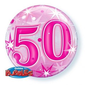 50 Sparkle Pink Starburst Sparkle Bubble Balloon Q43126