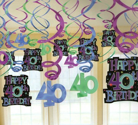 Happy 40th Birthday Swirl Decorations AM678040